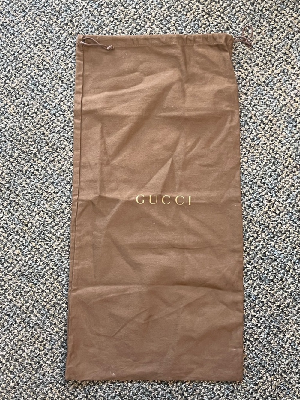 Gucci Brown Drawstring Dust Bag with Gold Logo